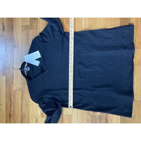 Eileen Fisher Black Viscose Nylon Jersey V-neck Long Sleeve Top Med Minimalist - Picture 7 of 7